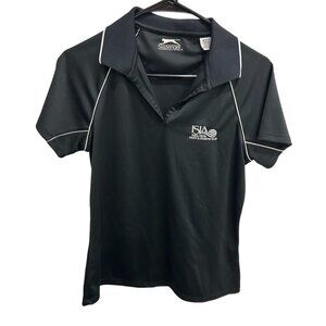 Slazenger Womens Black Polo Top Isla Del Sol Yacht Country Club Logo Sz Medium